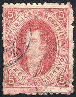 ARGENTINA FOREIGN CANCEL Over A 7th Printing Perforated (GJ.33), Handsome Examp - Unused Stamps