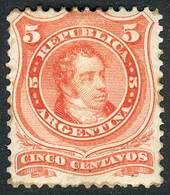 ARGENTINA GJ.37, 1867 5c. Rivadavia, Groundwork Of Horizontal Lines, Mint, Re-g - Other & Unclassified