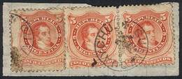 ARGENTINA GJ.38, 3 Examples On Fragment Tied By Circular Datestamp Of GUALEGUAY - Altri & Non Classificati