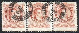 ARGENTINA GJ.38, 5c. Rivadavia, Used Strip Of 3, Buenos Aires Datestamp With Er - Andere & Zonder Classificatie