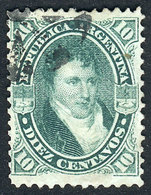 ARGENTINA GJ.39b, 1867 10c. Belgrano, VERTICALLY LAID PAPER, Excellent Quality, - Other & Unclassified