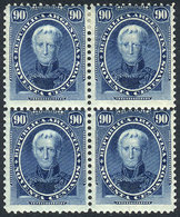 ARGENTINA GJ.44, 1867 90c. Saavedra, Mint Block Of 4 Of Very Fine Quality, The - Other & Unclassified