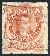ARGENTINA GJ.48, 1876 5c. Rouletted, Used In Rosario, VF Quality, Catalog Value - Andere & Zonder Classificatie