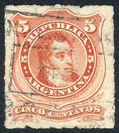 ARGENTINA GJ.48, 1876 5c. Rouletted, Used In Rosario, VF Quality, Catalog Value - Other & Unclassified