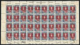ARGENTINA "GJ.593O, Complete Sheet Of 40 Examples With ""INUTILIZADO"" And Pen - Andere & Zonder Classificatie