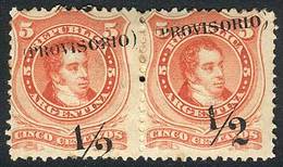 ARGENTINA "GJ.59f, Pair With ""PROVISORIO"" At Top And Diagonal Surcharge Varie - Altri & Non Classificati