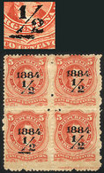 ARGENTINA "GJ.71, Block Of 4, One With VARIETY: ""Horizontal Line Below The Ove - Other & Unclassified