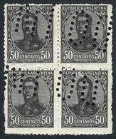 ARGENTINA "GJ.287, 50c. San Martín In Oval, Block Of 4 With ""INUTILIZADO"" Bul - Andere & Zonder Classificatie