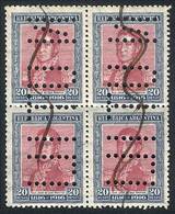 ARGENTINA "GJ.422O, Block Of 4 With ""INUTILIZADO"" Invalidating Perforations, - Andere & Zonder Classificatie