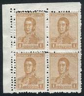 ARGENTINA GJ.458, 1c. San Martín Unwatermarked On Dutch Paper, Block Of 4 With - Andere & Zonder Classificatie