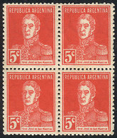 ARGENTINA GJ.614, 5c. San Martín Printed On RIBBED PAPER, MNH Of Premium Qualit - Autres & Non Classés