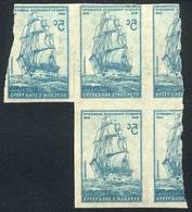 ARGENTINA GJ.822P, 1939 Frigate Presidente Sarmiento, Irregular Block Of 3 IMPE - Autres & Non Classés