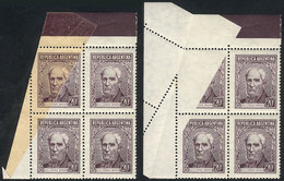 ARGENTINA GJ.1038, 20c. Brown (type C), Block Of 4 With VARIETY: Pre-printing P - Autres & Non Classés