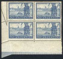 ARGENTINA GJ.1042B, 50c. Port Of Buenos Aires, National Unsurfaced Paper, Block - Andere & Zonder Classificatie