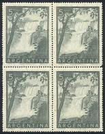 ARGENTINA GJ.1053ASG, 1951/7 5P. Iguazú Waterfalls Block Of 4 PRINTED ON GUM Va - Andere & Zonder Classificatie