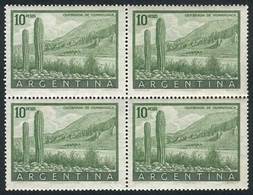 ARGENTINA GJ.1054, 1951/7 $10 Quebrada De Humahuaca, Cactus, Block Of 4 Printed - Andere & Zonder Classificatie