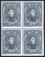 ARGENTINA GJ.1054, 1951/7 $50 San Martín, Block Of 4 Printed On Imported Chalky - Andere & Zonder Classificatie
