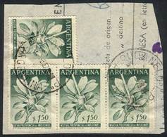 ARGENTINA GJ.1070SG, 1946 Yerba Mate, PRINTED ON GUM Variety, 4 Examples Used O - Autres & Non Classés