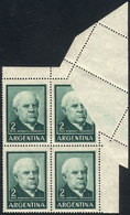 ARGENTINA GJ.1135, 2P. Sarmiento, Corner Block Of 4 With Spectacular Variety Pr - Andere & Zonder Classificatie