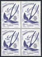 ARGENTINA GJ.1160A, 1960 Bird Fork-tailed Flycatcher, Block Of 4 Printed On GLA - Andere & Zonder Classificatie