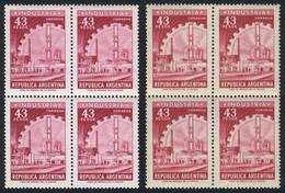 ARGENTINA GJ.1314 + 1314A, 1965/8 43P. Industry, Blocks Of 4 Printed On Unsurfa - Andere & Zonder Classificatie