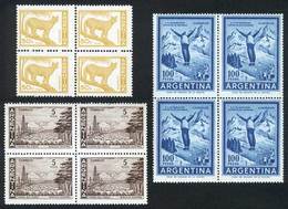 ARGENTINA GJ.1471/3, 1969 Puma, Petroleum And Ski, Set Of 3 Values, Blocks Of 4 - Andere & Zonder Classificatie
