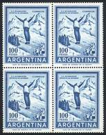 ARGENTINA GJ.1495, 1969/71 100P. Ski, Block Of 4 Without Watermark, VF Quality, - Andere & Zonder Classificatie