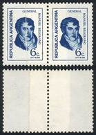 ARGENTINA GJ.1524, 1970/3 6c. Belgrano, Pair With PAPER OVERLAP Variety, VF! - Andere & Zonder Classificatie