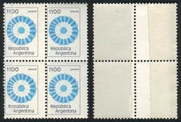 ARGENTINA GJ.1872, 1979/82 $1100 Cockade, Block Of 4 With PAPER OVERLAP Variety - Andere & Zonder Classificatie