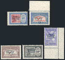 ARGENTINA GJ.665/669, 1930 Zeppelin With GREEN Overprint, Complete Set Of 5 Val - Luchtpost