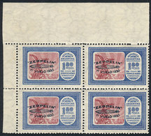 ARGENTINA GJ.669, 1930 Zeppelin 1.80P. With Green Ovpt, Fantastic Corner Block - Airmail