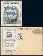 ARGENTINA GJ.HB 10, 1944 National Anthem 5c. + 50P. With VARIETY: Sheet Number - Blocks & Sheetlets