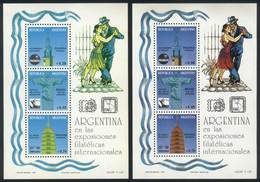 ARGENTINA GJ.104, 1993 Tango And Philatelic Expositions, With Variety: Colors A - Blocks & Sheetlets
