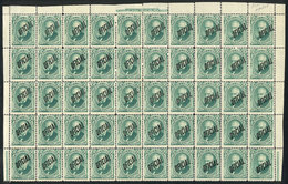 ARGENTINA GJ.14, Fantastic Block Of 50 Stamps (top Part Of The Sheet), With Not - Dienstzegels