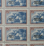 ARGENTINA GJ.667, Complete Sheet Of 100 Examples, Including 8 Stamps With Incom - Service