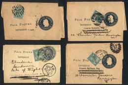 ARGENTINA "4 Wrappers Uprated With 1c. Seated Liberty, Sent To London In 1902/3 - Andere & Zonder Classificatie