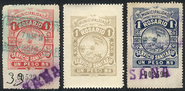 ARGENTINA Rosario (Santa Fe): 3 Old Revenue Stamps Of Servicio Sanitario (PROST - Other & Unclassified