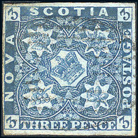 CANADA Sc.2b., 3p. Pale Blue, Used, 3 Wide Margins, Good Example, Catalog Value - Ongebruikt