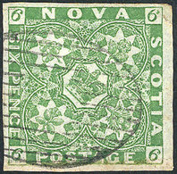 CANADA Sc.4, 6p. Yellow-green, Used, Wide Margins (buth The Lower Margin Is Add - Unused Stamps