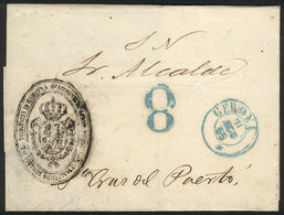 SPAIN Folded Cover Sent From GERONA To Santa Cruz Del Puerto On 11/AU/1855, Wit - Andere & Zonder Classificatie