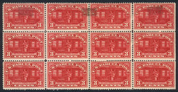 UNITED STATES Sc.Q3, 1913 3c. Railway Postal Clerk, Beautiful BLOCK OF 12, The - Paquetes & Encomiendas