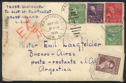 UNITED STATES "Cover Sent From Pawtucket To ""Poste Restante"" In Buenos Aires - Marcofilie