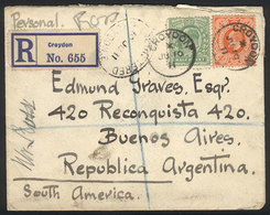 GREAT BRITAIN Registered Cover Sent From Croydon To Buenos Aires On 10/JUL/1911 - Dienstzegels