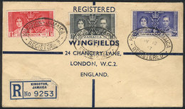 JAMAICA Registered Cover Franked With The Coronation Issue Of 1937, Sent To Eng - Jamaica (...-1961)