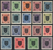 WEST UKRAINE Sc.76/94, Complete Set Of 19 Overprinted Values, VF Quality! - Oekraïne & Oost-Oekraïne