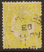 QUEENSLAND 1897 4d Die I QV SG 244 U #ABF32 - Used Stamps