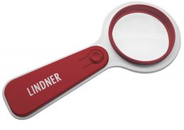 Lindner LED-Leuchtlupe, 5x, Rot +++ NEU OVP +++ (S198-R) - Stamp Tongs, Magnifiers And Microscopes