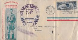 LINDBERGH AGAIN FLIES THE AIR MAIL 1928 → Letter From Springfield To Florida ►AIR MAIL Special Delivery&#x25 - 1c. 1918-1940 Lettres