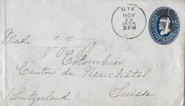 1896 UNITED STATES POSTAGE → Five Cent Letter From Rye New York To Neuchâtel Switzerland - ...-1900