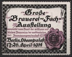 BEER Brewery Industry Exhibition BERLIN / Advertising Stamp - 1914 Germany - LABEL CINDERELLA VIGNETTE - Biere